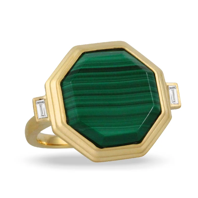 women's rings with bold gemstones -Doves Malachite Ring