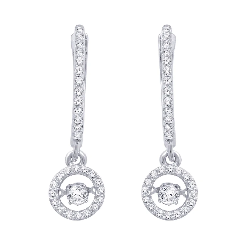 women's earrings with colored gemstones -10K White Gold 2/5 Ct.Tw. Moving Diamond Fashion Earrings