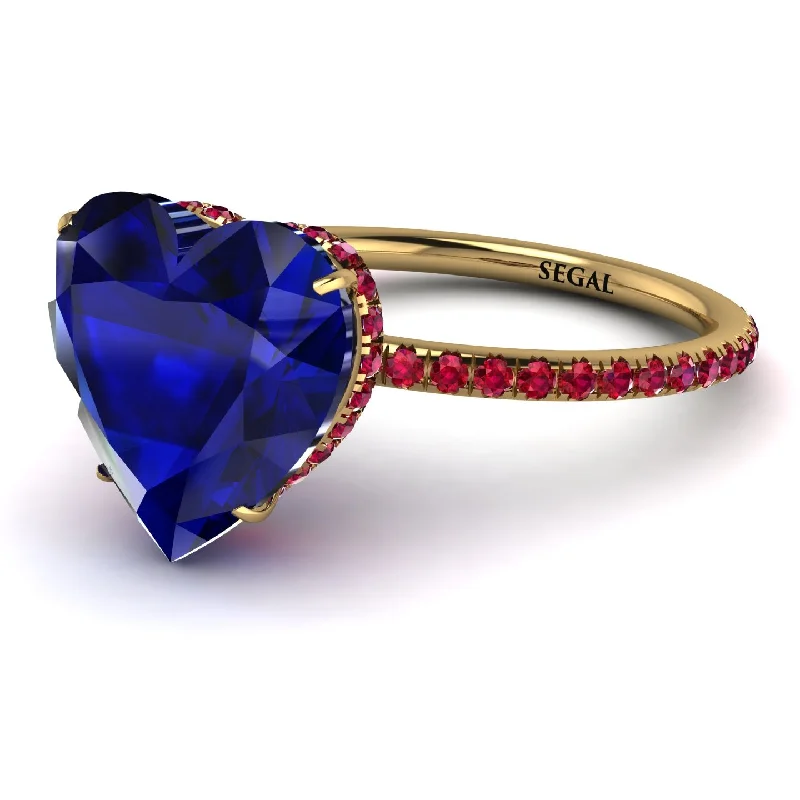 women's engagement rings with yellow gold -Heart Shape Sapphire Ring - Noelle No. 58