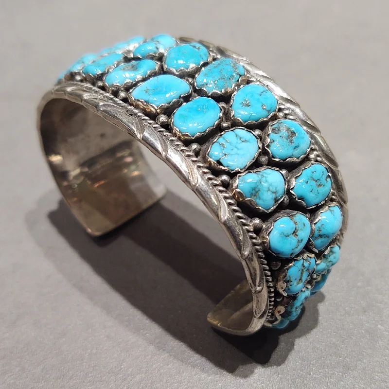 women's bracelets with diamond bracelet -E. Spencer Navajo Turquoise Sterling Silver Bracelet - Handmade Native American