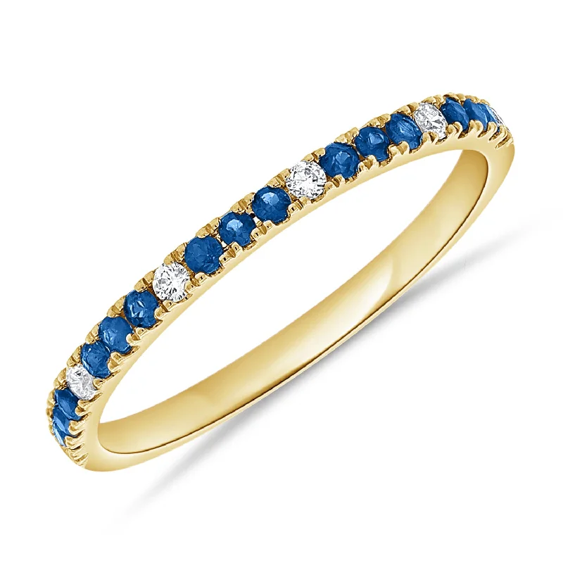 women's engagement rings with intricate patterns -Sapphire & Diamond Halfway Ring made in 14K Gold