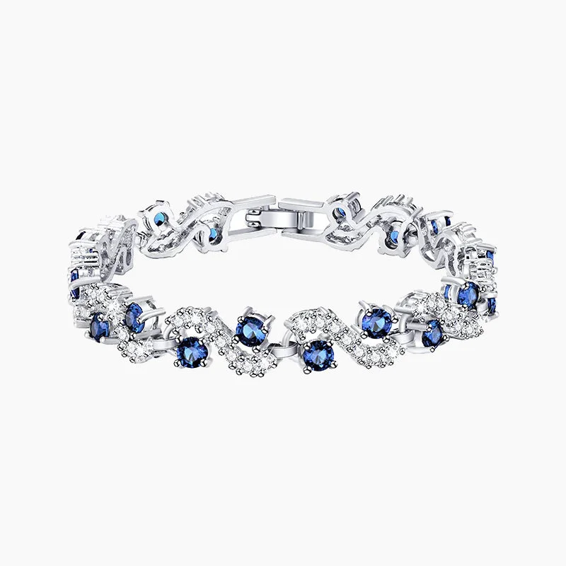 women's bracelets with cuff design -Blue Cubic Zirconia Tennis Bracelet