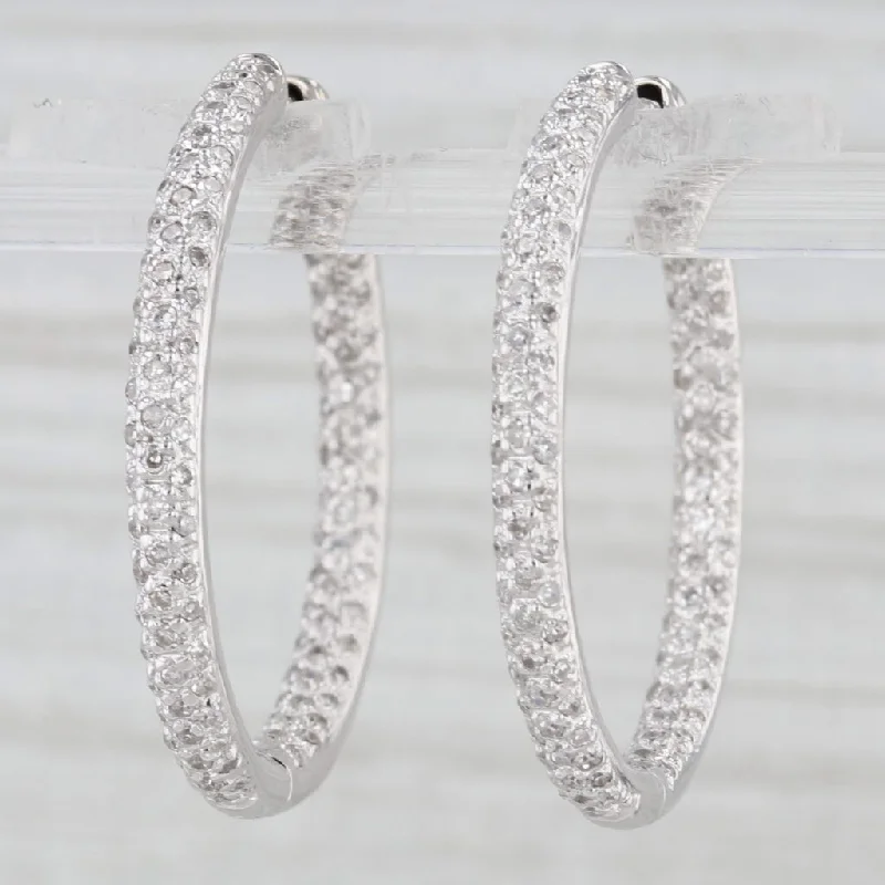 women's earrings gold -0.30ctw Diamond Inside Out Hoop Earrings 14k White Gold Hinged Round Hoops