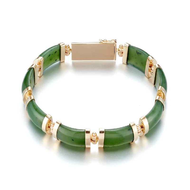 women's bracelets with gemstone accents -Josephine Bracelet in Green Nephrite Jade