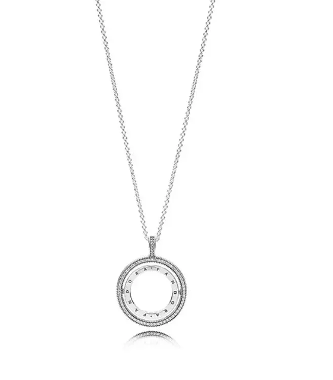 women's necklaces with minimalist style -PANDORA LOGO CIRCLE NECKLACE