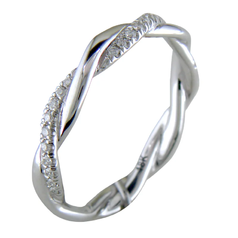 women's engagement rings with elegant setting -Custom Design Braided Diamond Eternity Band White Gold Ring