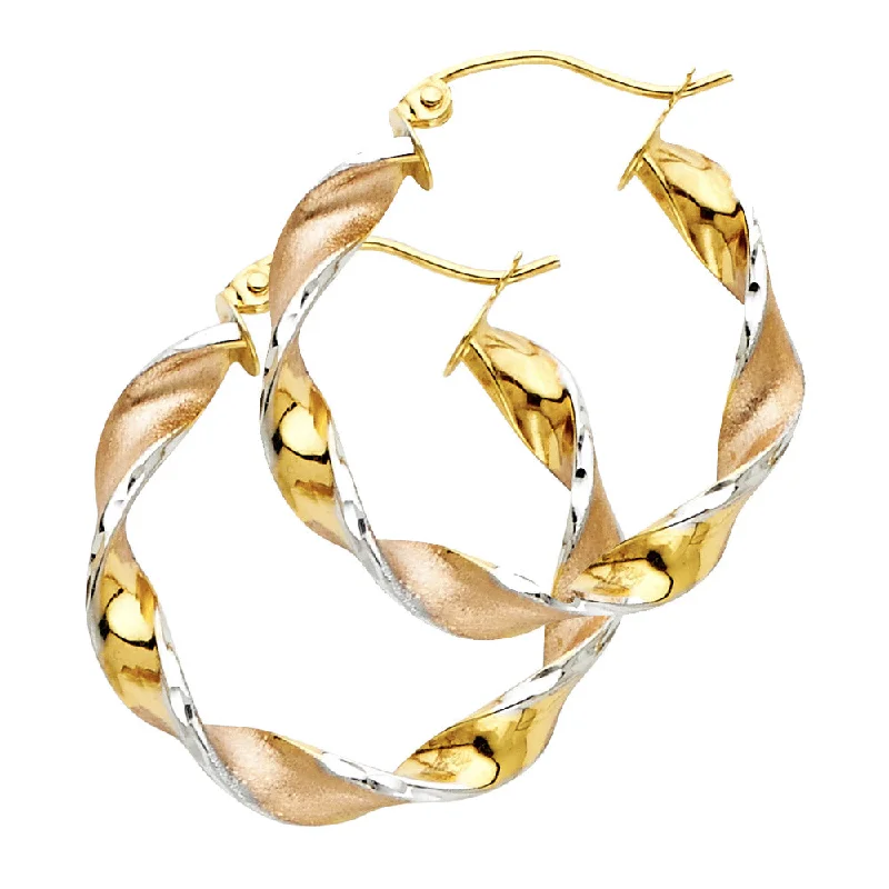 women's earrings with ear cuffs -14K 4mm Swirl Hoop Earrings