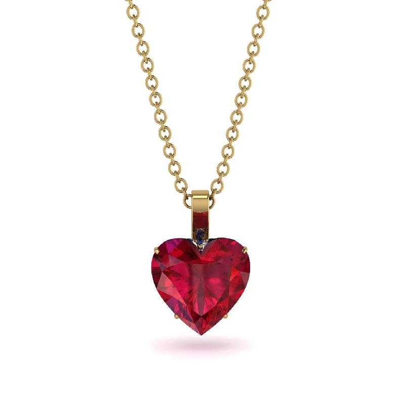 women's necklaces with double-layer chain -Heart Ruby Necklace - Noelle No. 70