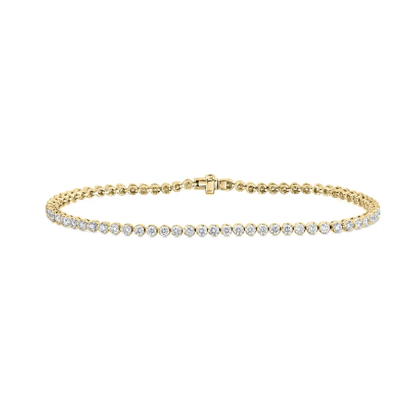 women's bracelets with polished stones -Classic Diamond Tennis Bracelet in 18K Yellow Gold