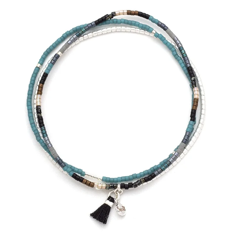 women's bracelets with gold accents -Scout Chromacolor Miyuki Bracelet Trio - Black Multi/Silver