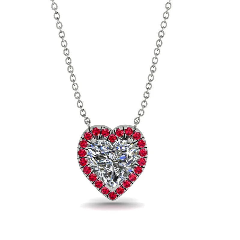 women's necklaces with modern style -4.7Ct Diamond Halo Heart Necklace - Jaylene No. 48