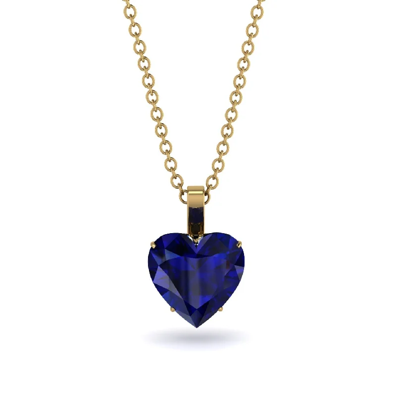 women's necklaces with diamond accents -Heart Sapphire Necklace - Noelle No. 43