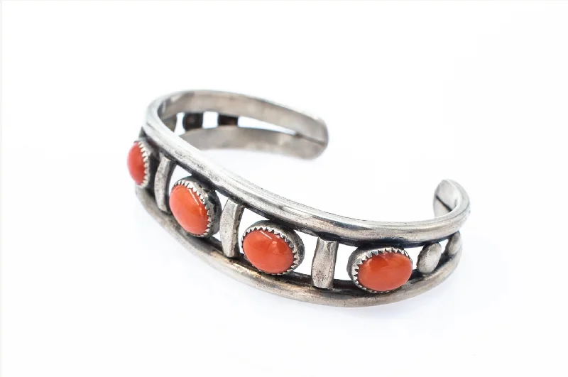 women's bracelets with polished finish -Frank Patania Sr. Sterling Coral Bracelet Cuff