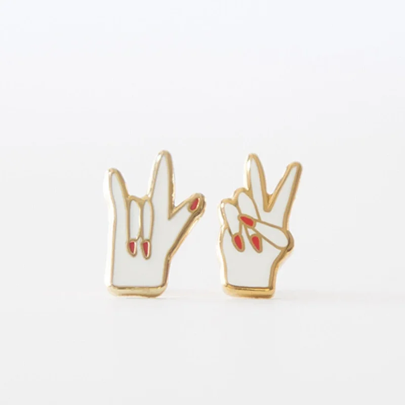 women's earrings with oversized hoops -Peace & Love Earrings