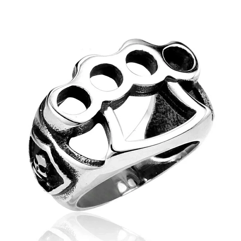 women's rings with gemstone accents -Stainless Steel Knuckle Buster Ring