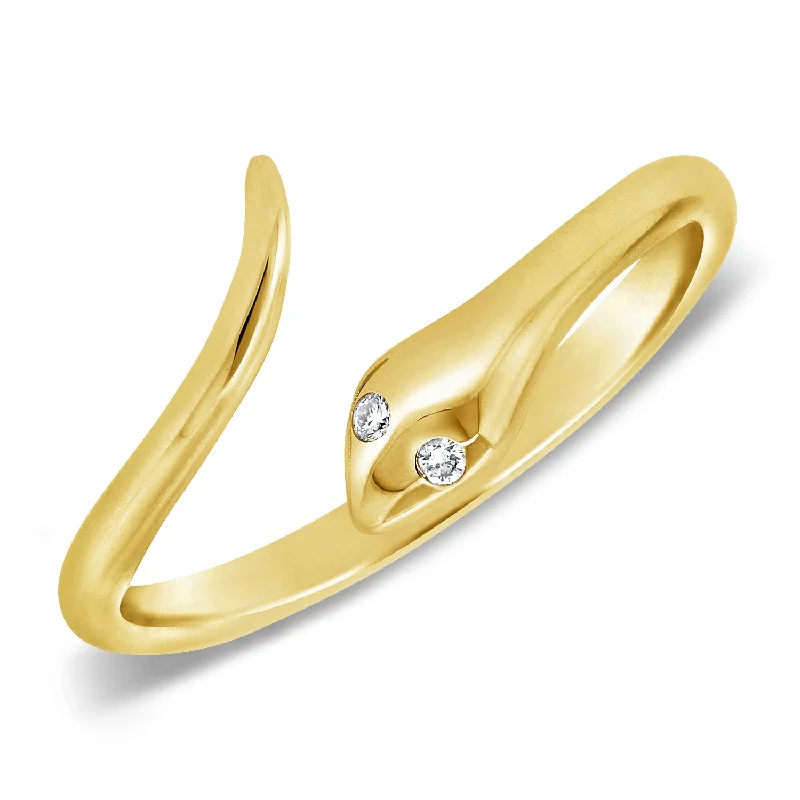 women's engagement rings with hidden diamond -Enchanting Diamond Snake Ring in 14K Gold