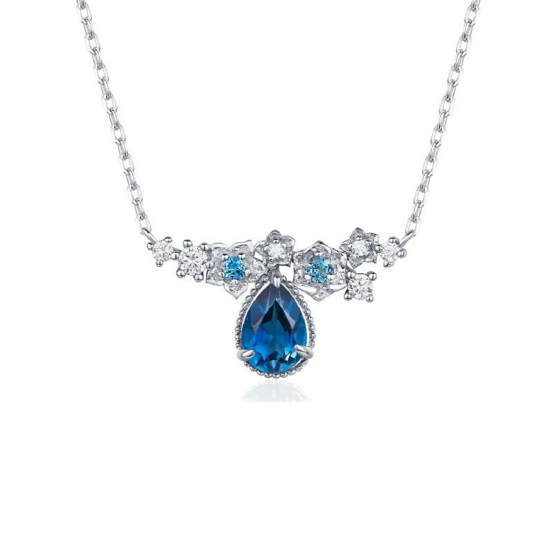 women's necklaces with chunky chain -Midnight Veil London Blue Topaz Necklace