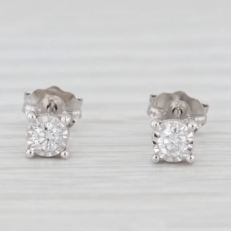 women's earrings with glamorous design -0.15ctw Diamond Round Solitaire Stud Earrings 14k White Gold