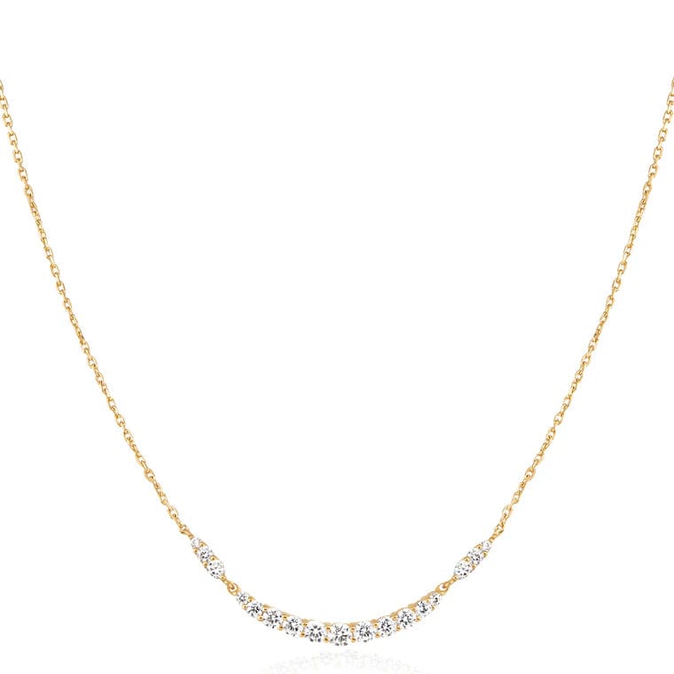 women's necklaces with fine chain -Gold Arc Pave Necklace