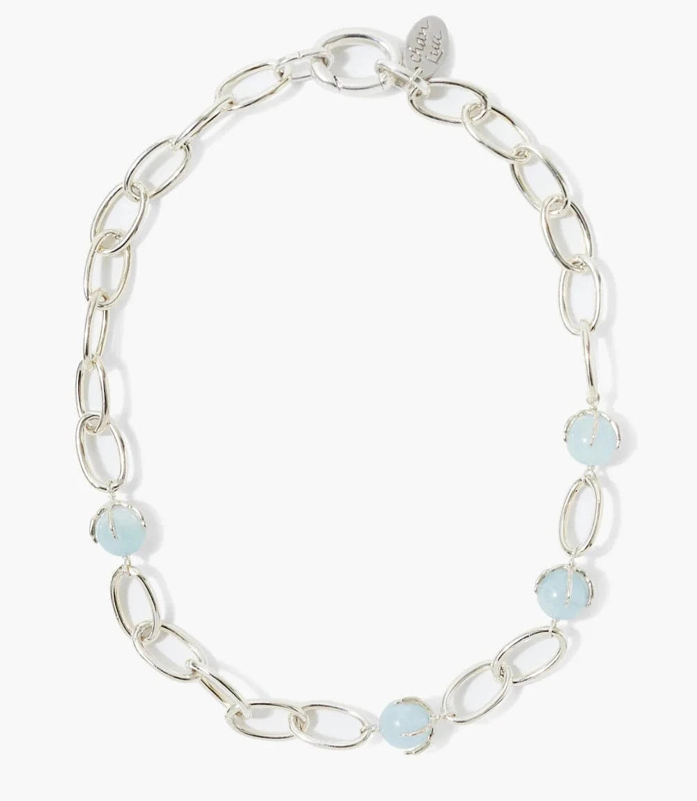 women's necklaces with matching set -Aquamarine Lark Chain Necklace