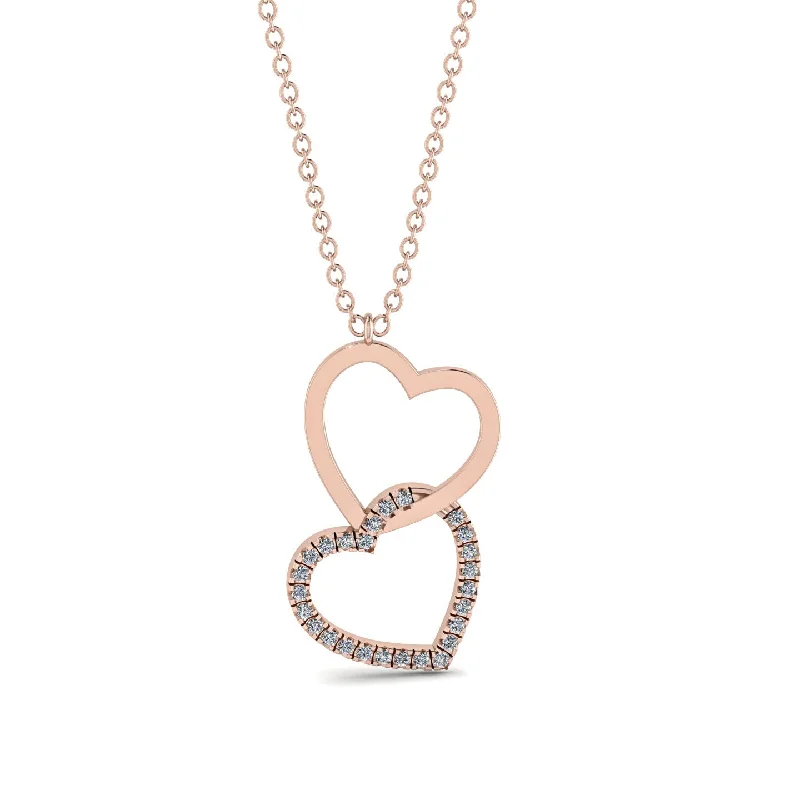 women's necklaces with opal -Interlocked Hearts Diamond Necklace - Wendy No. 2