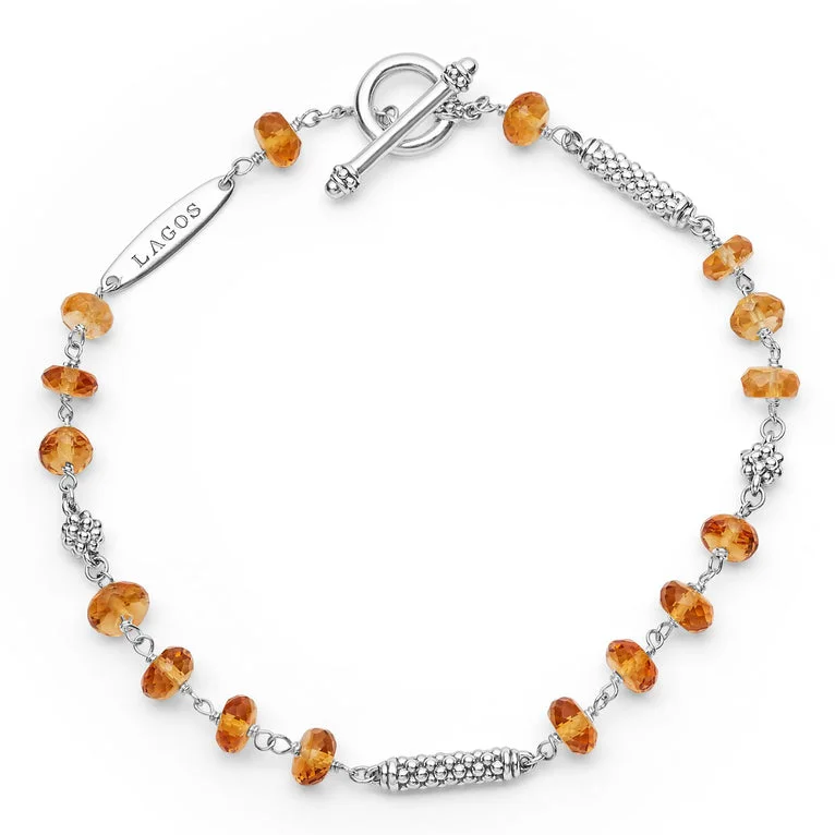 women's bracelets with polished finish -Citrine Beaded Bracelet