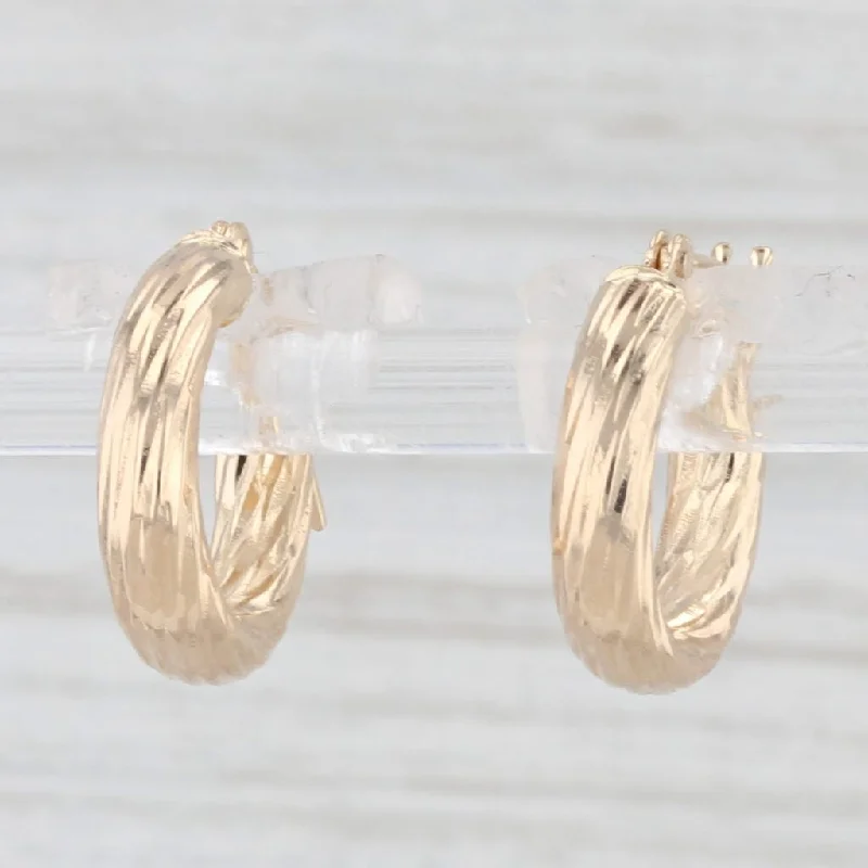 women's earrings with classic studs -Small Twist Hoop Earrings 14k Yellow Gold Snap Top Round Hoops