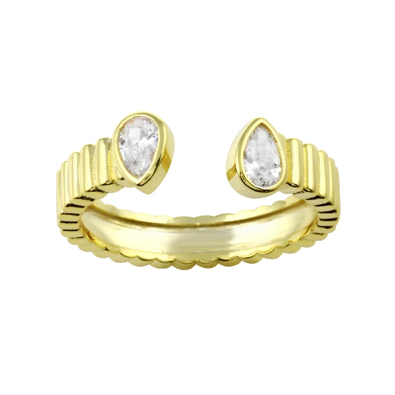 women's rings with radiant-cut diamond -Open Pear Fluted Band Ring