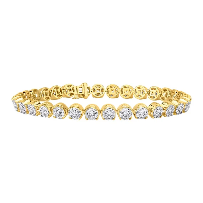 women's bracelets with stylish clasp -MEN'S BRACELET 5.50CT ROUND DIAMOND 10K YELLOW GOLD