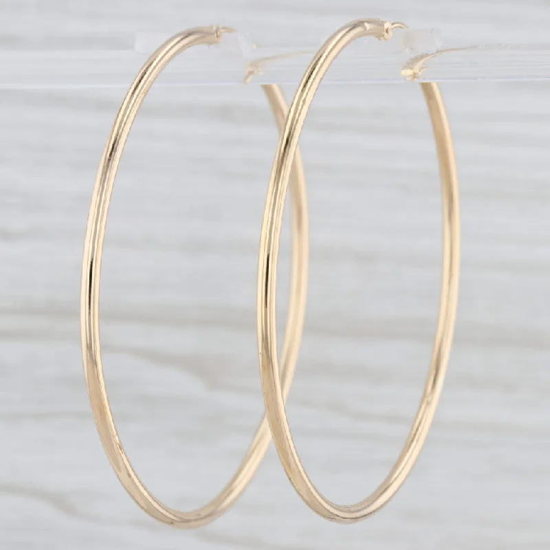 women's earrings with statement design -Large Round Hoop Earrings 18k Yellow Gold Snap Top 54.1mm