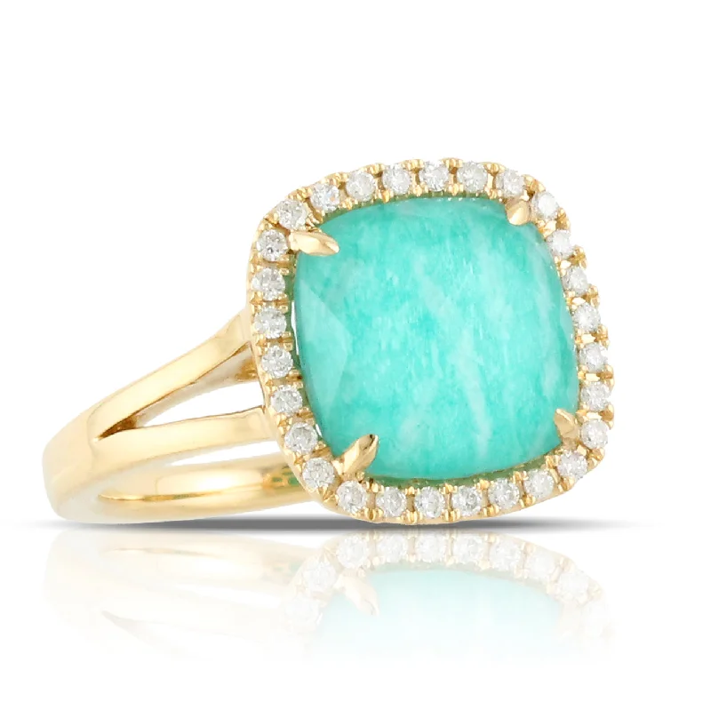 women's rings with platinum accent -Doves Amazonite Ring