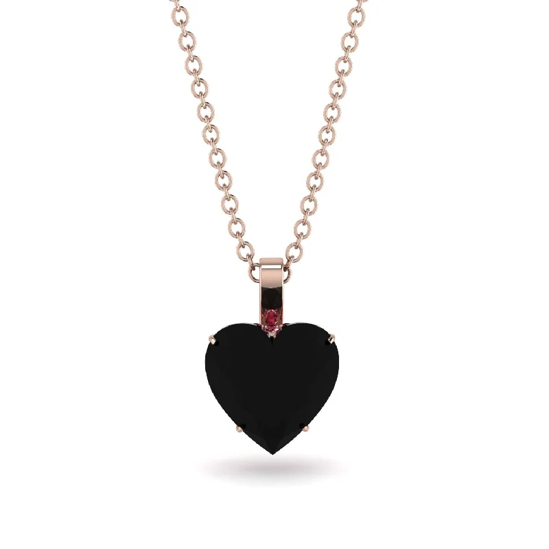 women's necklaces with bar pendant -Heart Black Diamond Necklace - Noelle No. 53