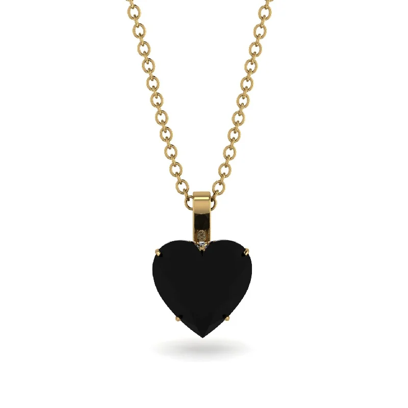 women's necklaces with simple design -Heart Black Diamond Necklace - Noelle No. 7