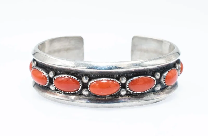 women's bracelets with textured finish -Frank Patania Sr. Sterling Coral Bracelet Cuff