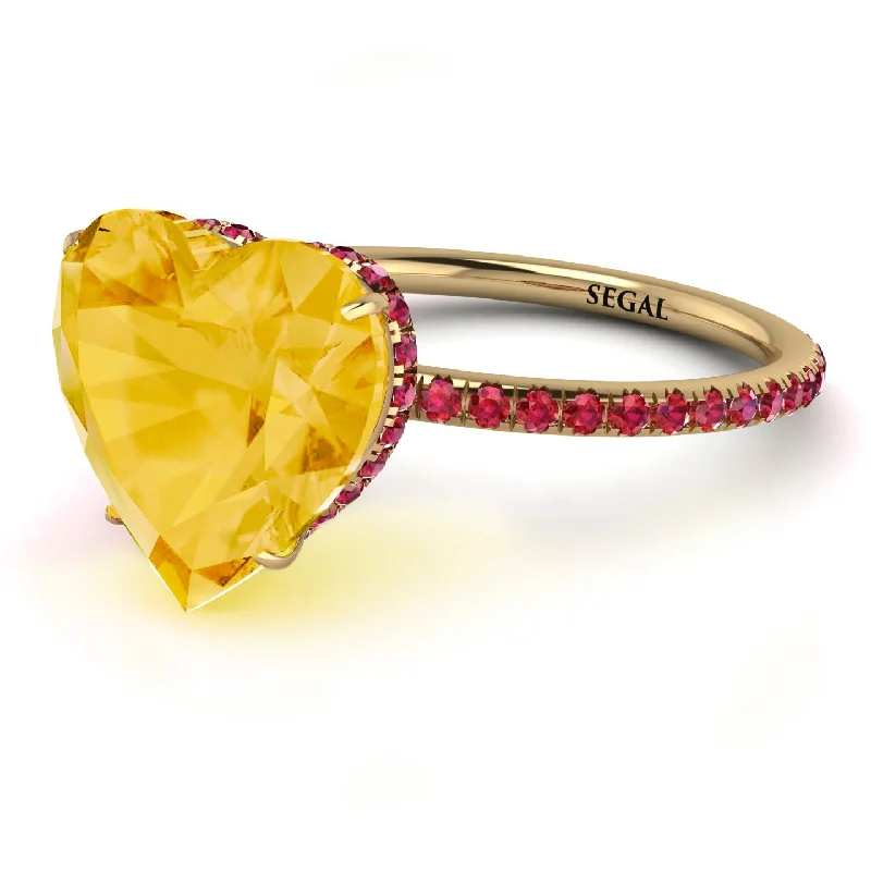 women's engagement rings with ruby -Heart Shape Citrine Ring - Noelle No. 610