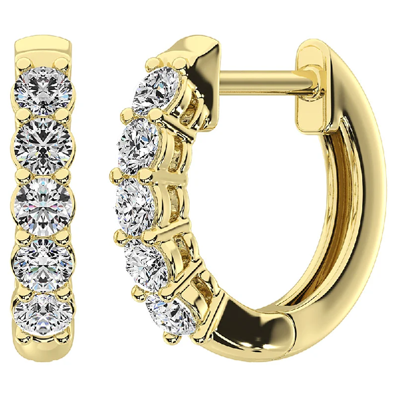 women's earrings with modern style -14K Yellow Gold 1/2 Ct.Tw. Diamond Hoop Earrings