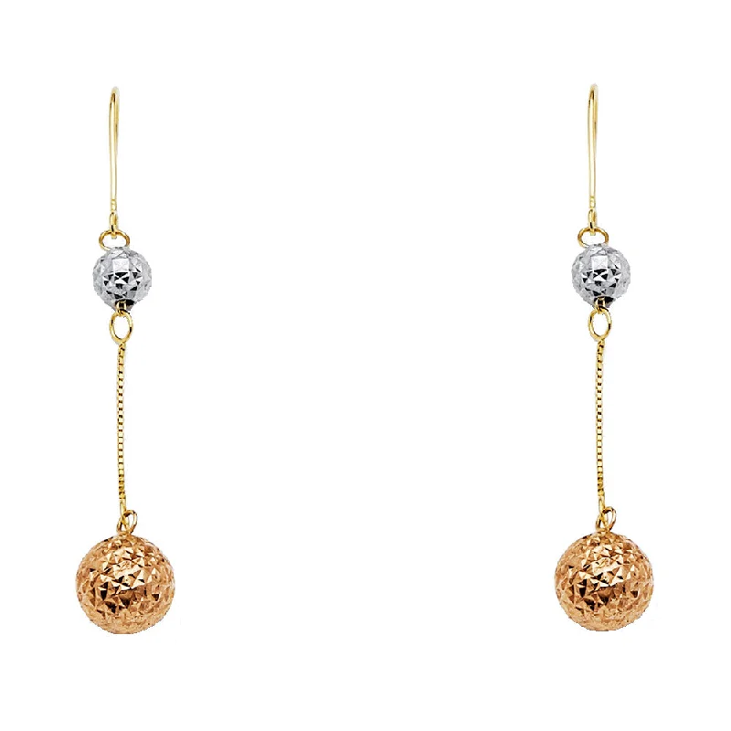 women's earrings with dangling charms -14K 2T RD Ball Hanging Earrings