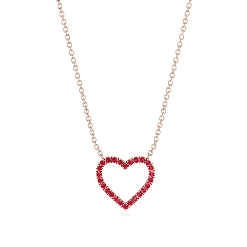 women's necklaces with polished finish -Heart Shaped Ruby Necklace - Marie No. 11