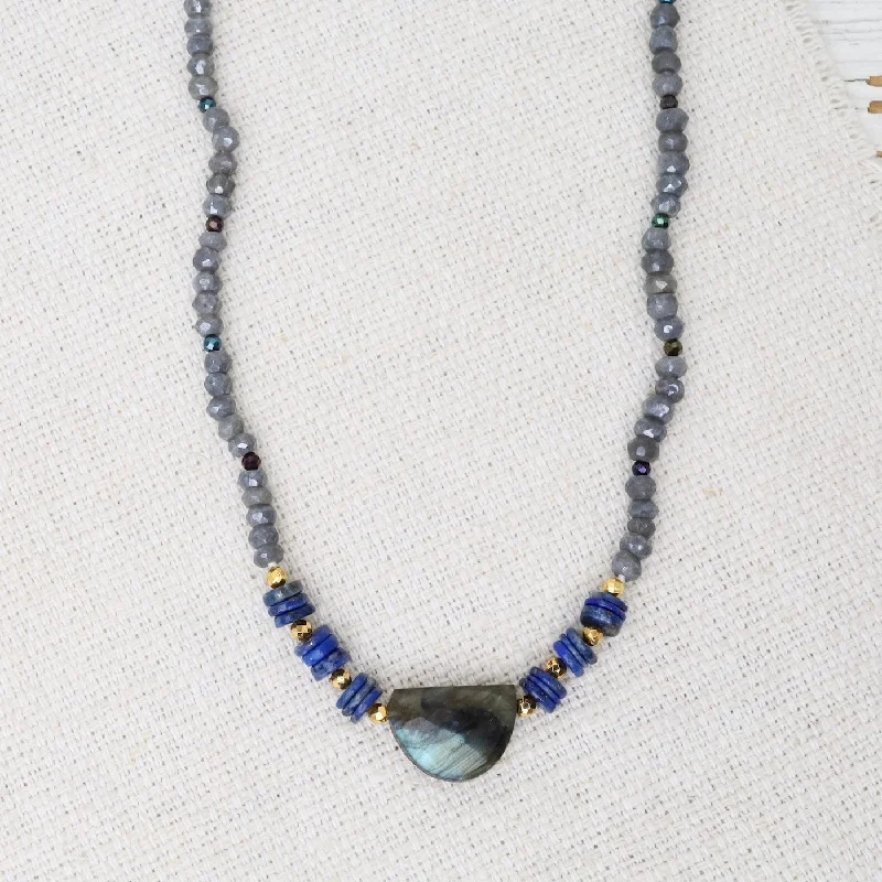 women's necklaces with adjustable length -Labradorite and Lapis Necklace