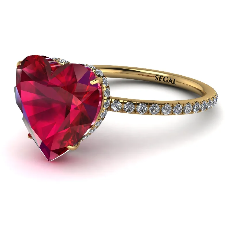 women's engagement rings with thin band -Heart Shape Ruby Ring - Noelle No. 10