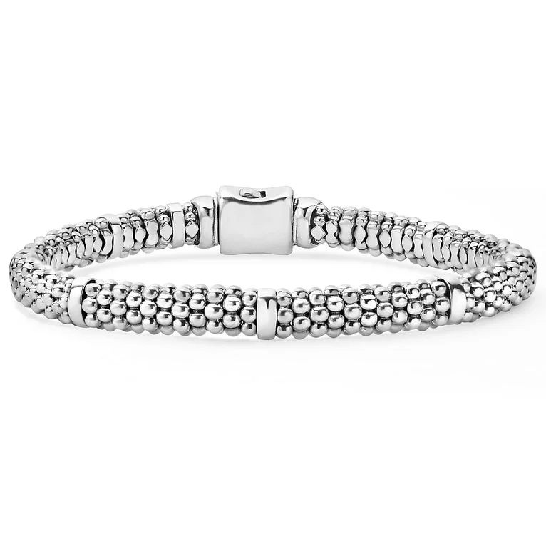 women's bracelets with elegant charm -Silver Station Caviar Bracelet | 6mm