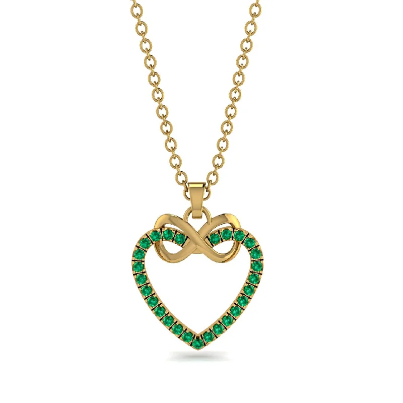 women's necklaces with antique finish -Infinity Heart Emerald Necklace - Mollie No. 4