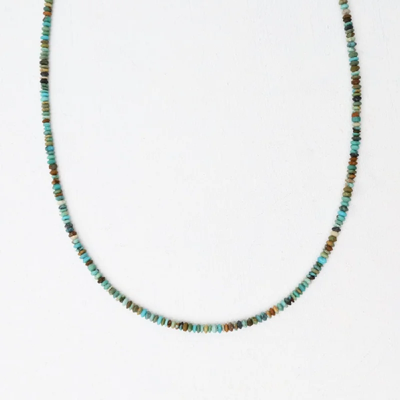 women's necklaces with gold-plated finish -Old Afghan Turquoise Simple Stone Necklace