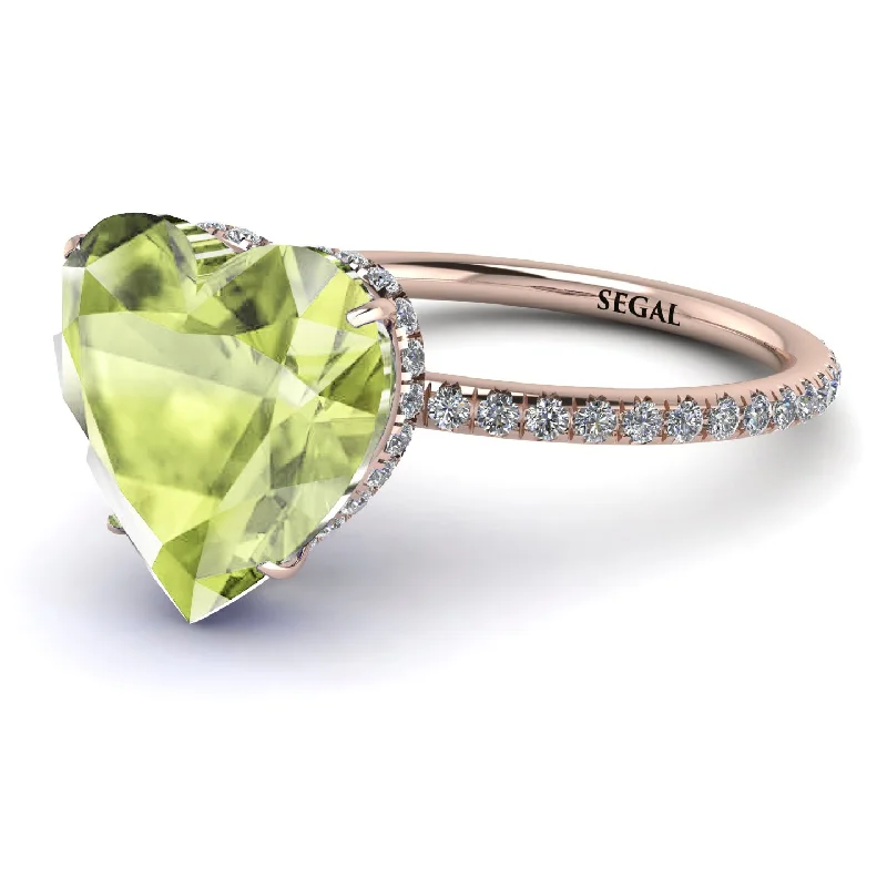 women's engagement rings with vintage design -Heart Shape Peridot Ring - Noelle No. 702