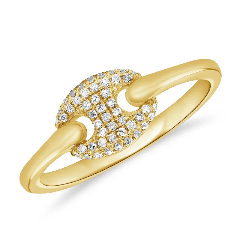 women's engagement rings with bezel setting -14Kt Gold & Diamond Unique Designer Marina Link Chain Ring