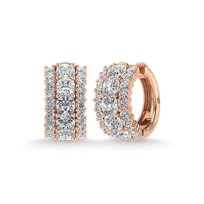 women's earrings with luxurious finish -14K Rose Gold Lab Grown Diamond 5 1/4 Ct.Tw. Huggies Earrings