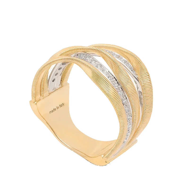 women's engagement rings with custom engraving -Marco Bicego 18K Yellow Gold Marrakech 5-Band Coil Ring with Diamonds