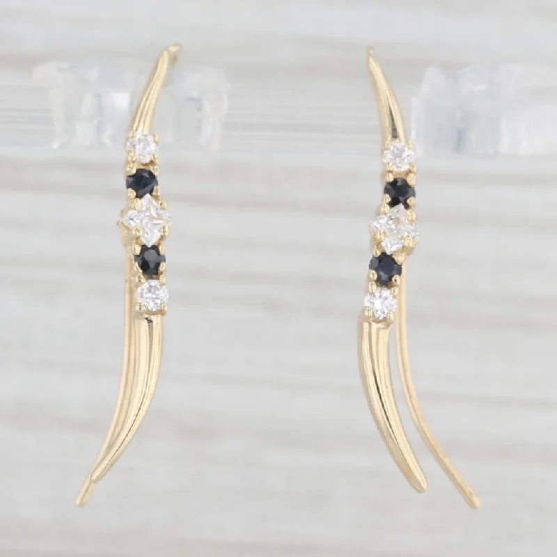 women's earrings with nature-inspired design -0.52ctw Blue Sapphire Cubic Zirconia Drop Earrings 14k Yellow Gold Hook Posts