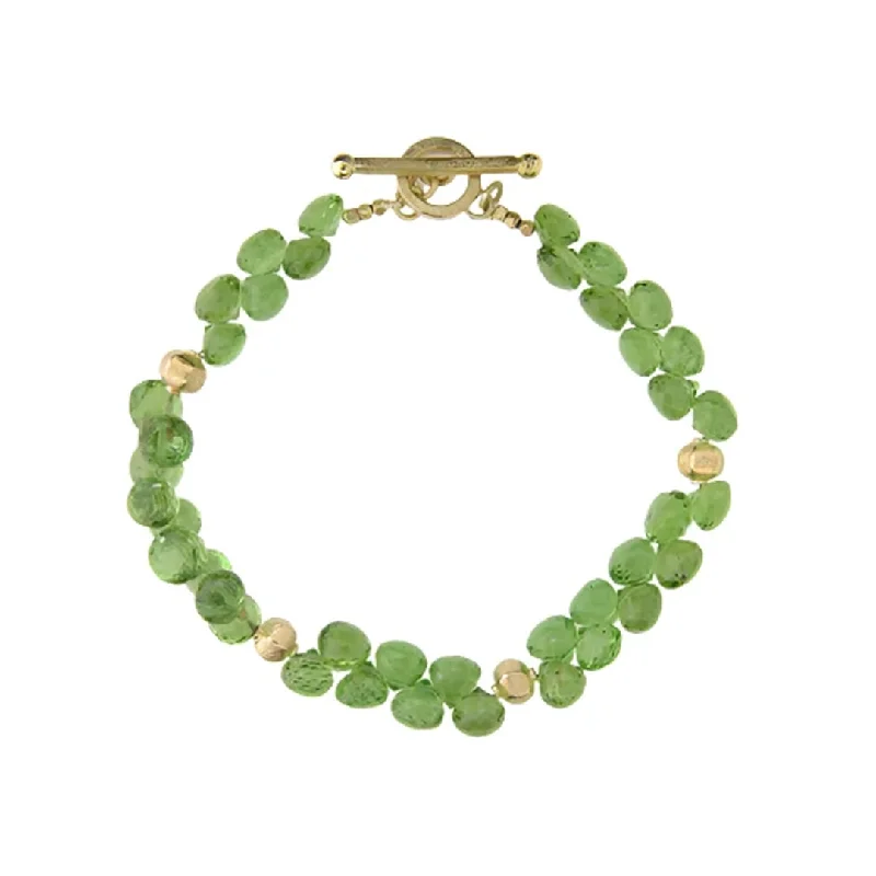 women's bracelets with open design -Peridot Briolette Bracelet