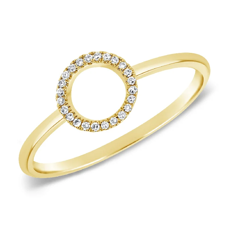 women's engagement rings with modern twist -14K Diamond Circular Ring